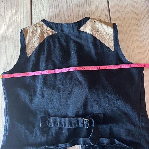 Sap Man vintage  Western Denim and vegan leather Vest in black and tan - Size M - Picture 7 of 7